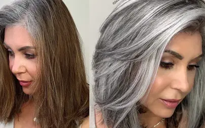 Окрашивание волос в седой цвет фото