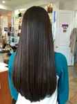 Стрижка длинных волос полукругом фото сзади