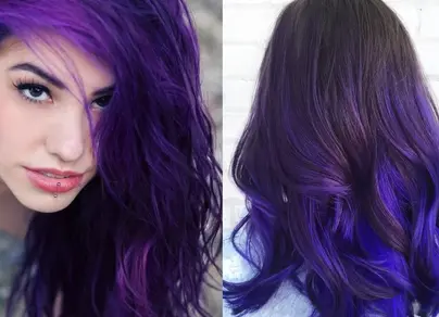 Фиолетовые пряди на русых волосах фото