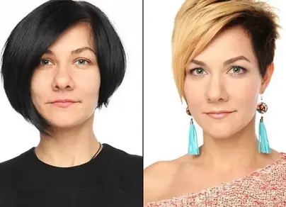 Фото короткая стрижка женщина до и после
