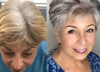 Окрашивание волос с сединой фото