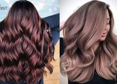 Фото окрашенных волос коричневый с розовым оттенком