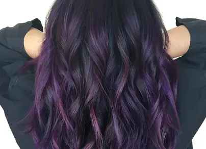 Черный фиолетовый цвет волос фото