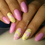 Ногти розовый с желтым фото