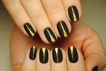 Дизайн ногтей черный с золотом фото
