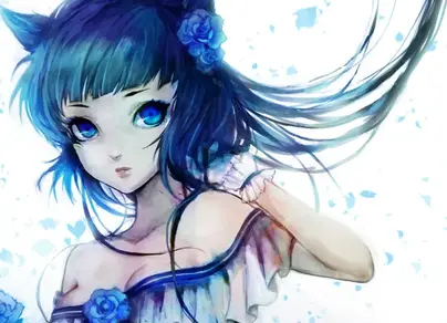 Картинки аниме синие волосы