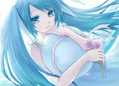 Картинки аниме синие волосы