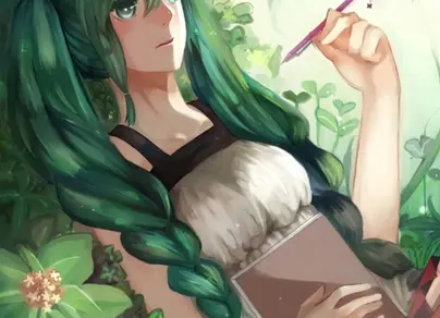 Картинки аниме с зелеными волосами