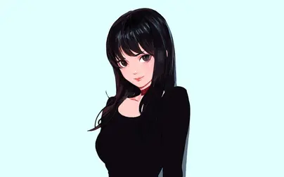 Фото аниме девушки с черными волосами