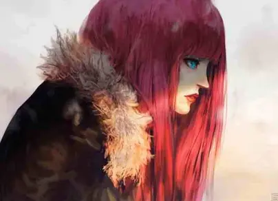 Аниме картинка девушка с красными волосами